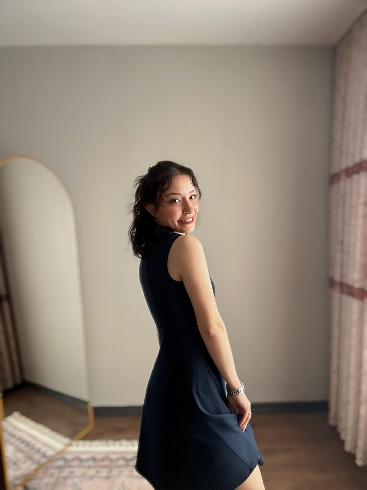 Lacivert Oys Kumaş Spor Elbise