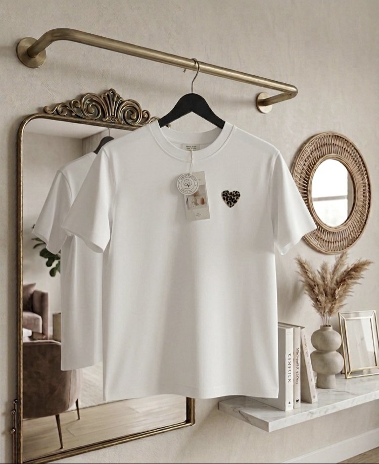 Leopar Kalp Detaylı T-Shirt