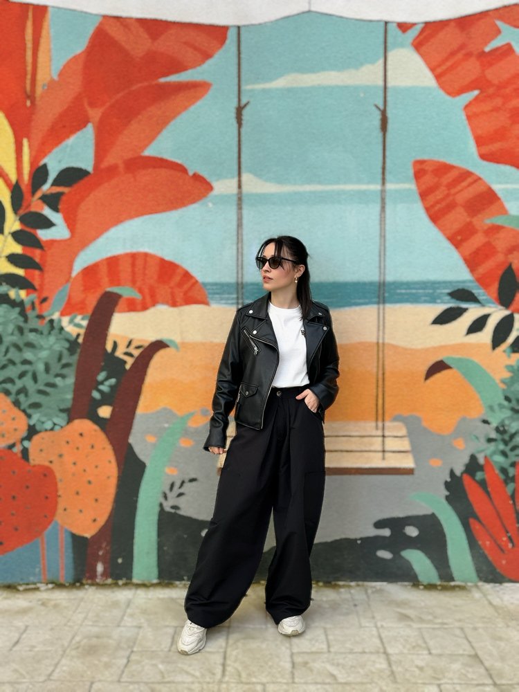 Siyah Pamuklu Rahat Kesim Kargo Pantolon